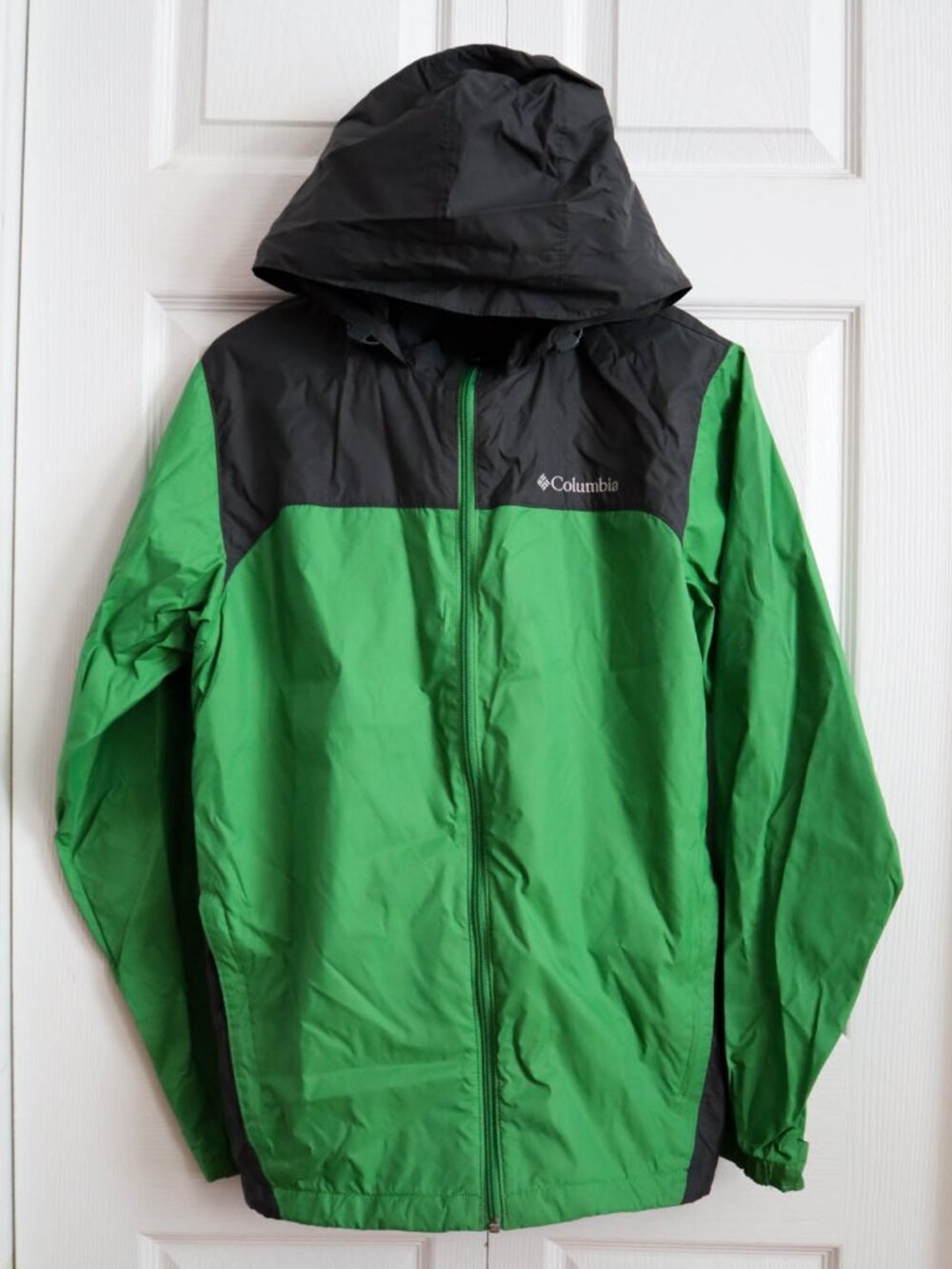 Columbia Men's Windbreaker Jacket Green Omni-Shield Packable Hooded Sz M